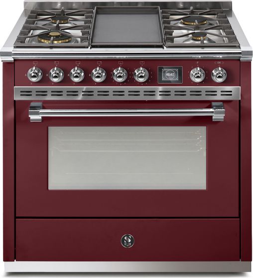 Steel Ascot 90 kaasuliesi CombiSteam sähköuunilla, bordeaux