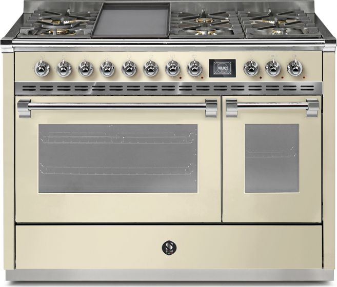 Steel Ascot 120 Combi kaasuliesi kahdella sähköuunilla, kerma