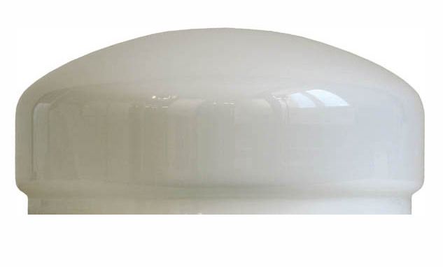 Valkoinen Strindberg lasikupu, jonka kiinnityshalkaisija 235 mm