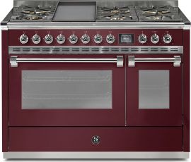 Steel Ascot 120 Combi kaasuliesi kahdella sähköuunilla, bordeaux