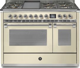 Steel Ascot 120 Combi kaasuliesi kahdella sähköuunilla, kerma
