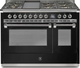 Steel Ascot 120 Combi kaasuliesi kahdella sähköuunilla, musta